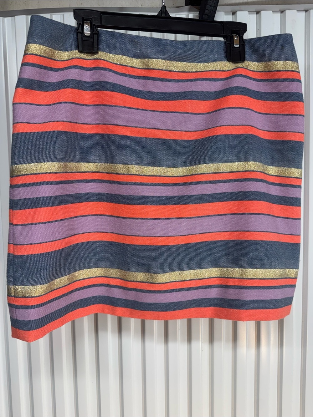 J Crew size 4 Striped Metallic Accent Mini Skirt - Coral, Lavender & Navy